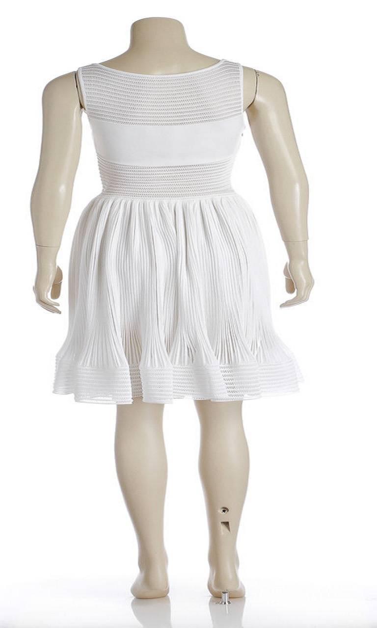 Alaia White Sleeveless Flare Skirt Open Weave Knit Dress (Size 38) NEW  For Sale 1