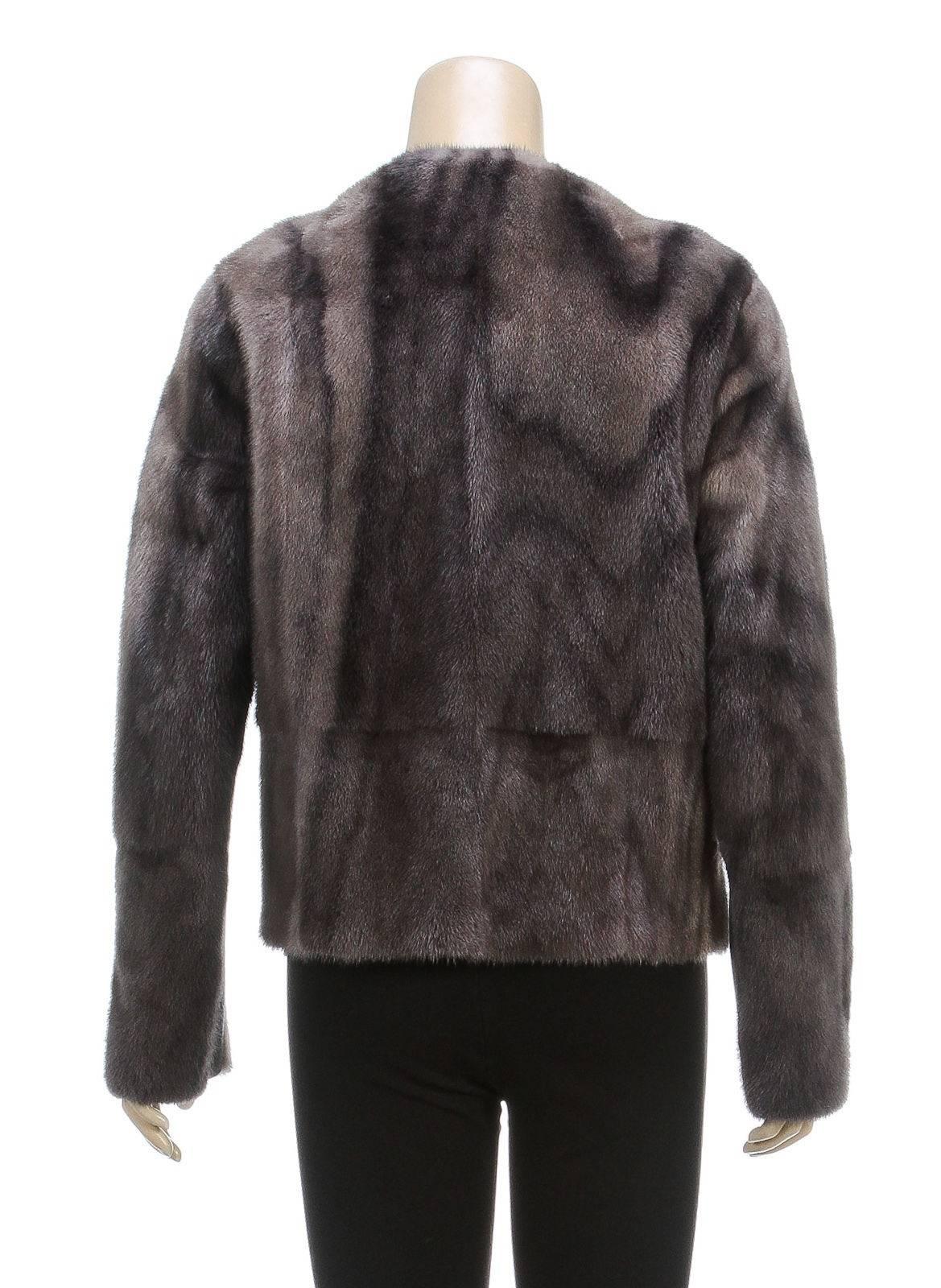 Women's Brunello Cucinelli Dark Taupe Mink Zip jacket (Size 42) For Sale