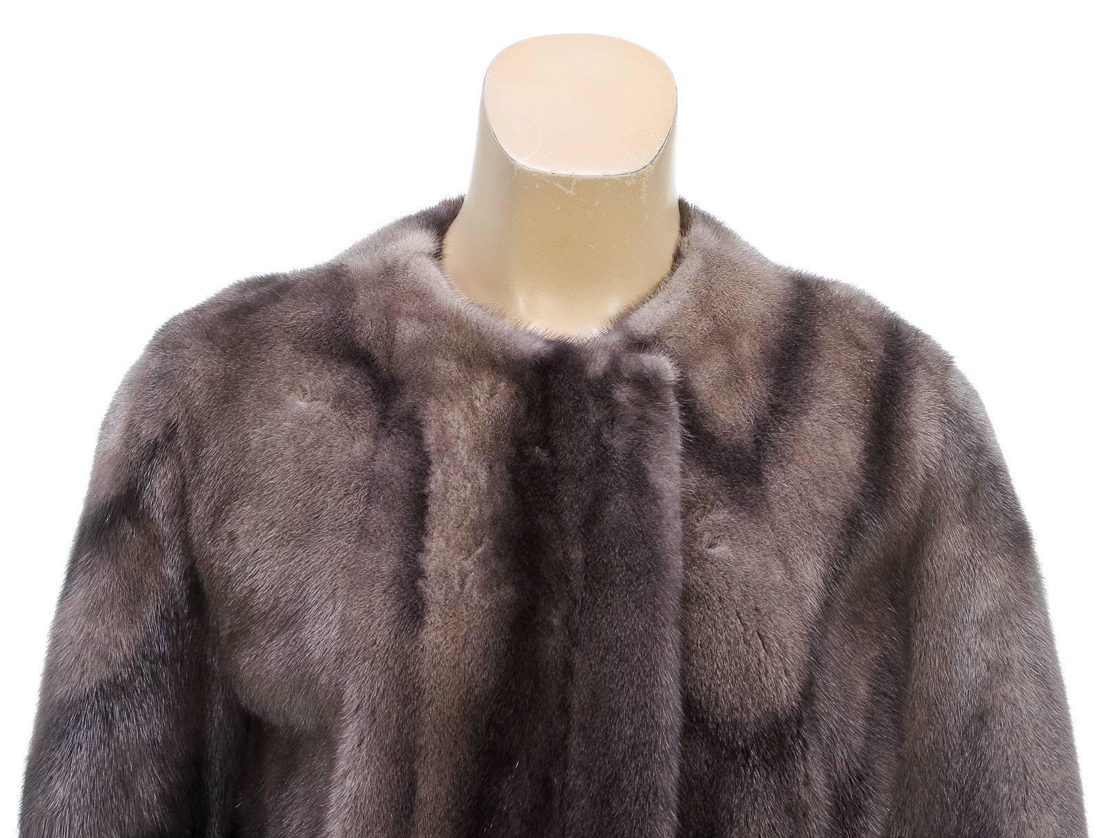 Brunello Cucinelli Dark Taupe Mink Zip jacket (Size 42) For Sale 1