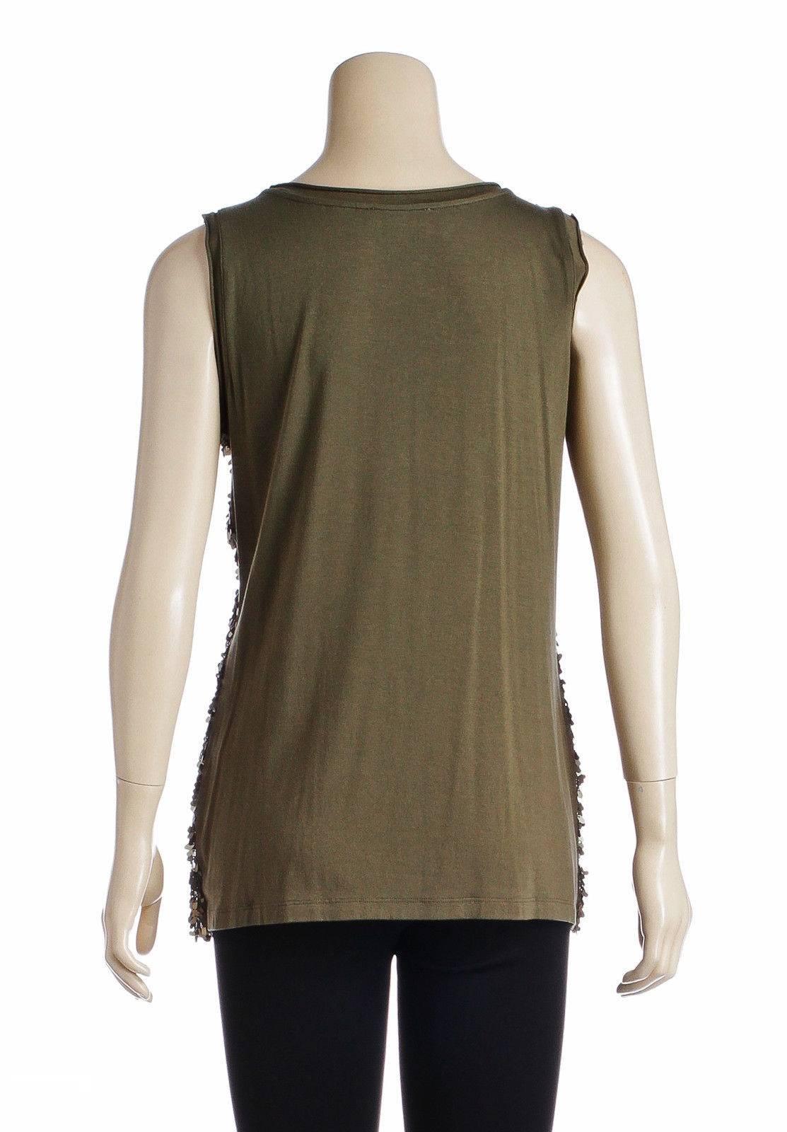 Calvin Klein Green Sleeveless Sequin Top (Size L) For Sale 1