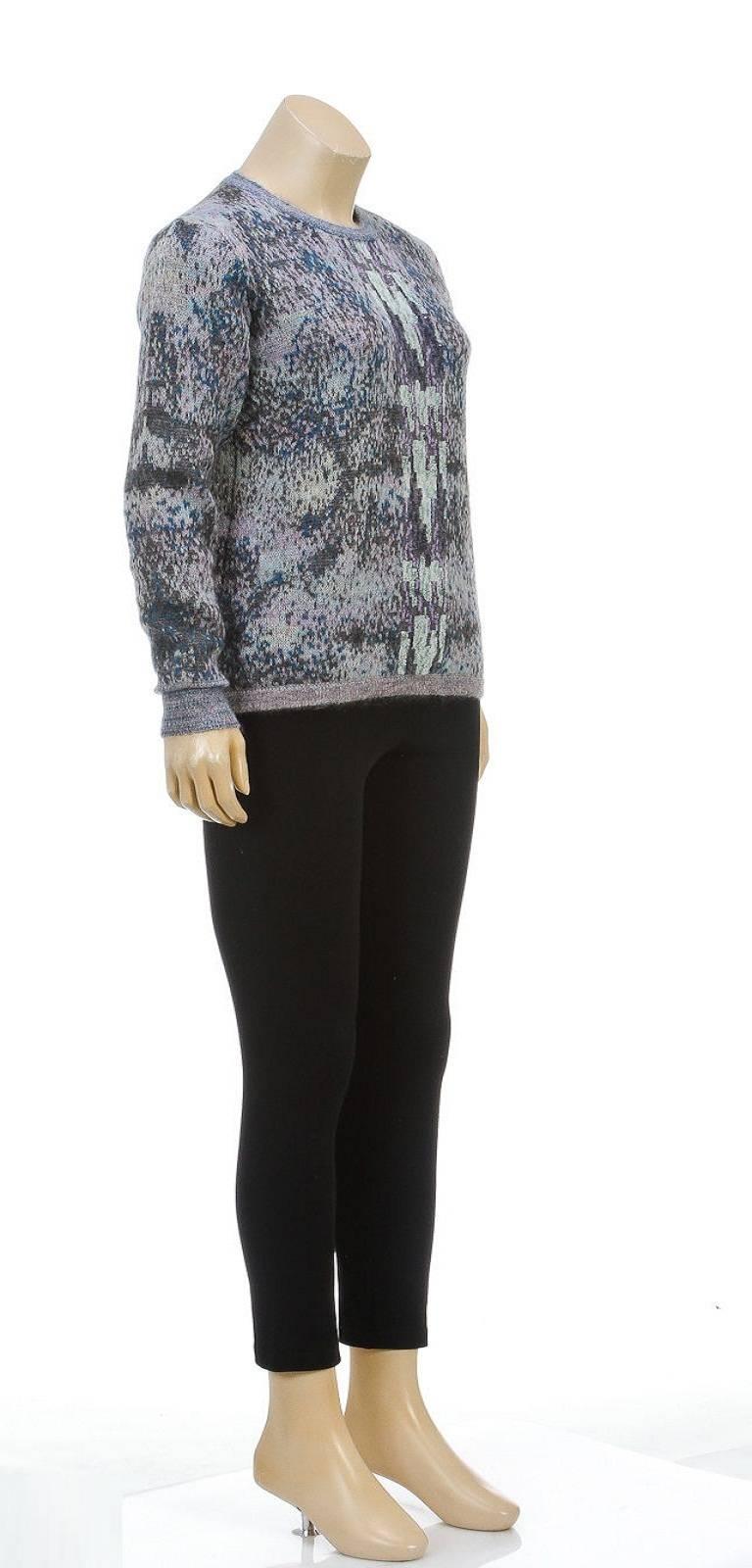 Chanel Gray Multicolor Long Sleeve Sequin Sweater (Size 36) In Good Condition For Sale In Corona Del Mar, CA