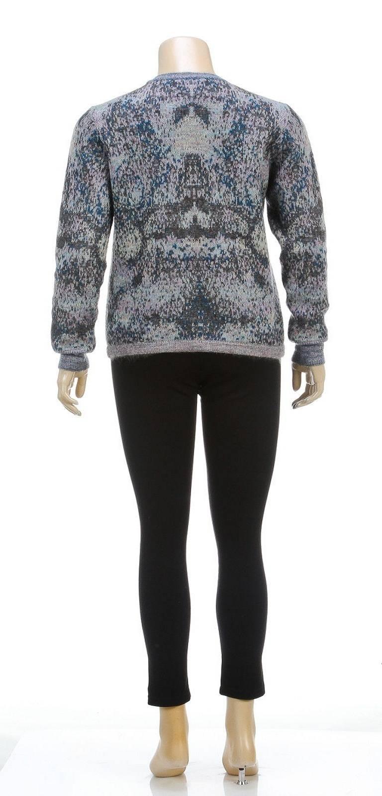 Chanel Gray Multicolor Long Sleeve Sequin Sweater (Size 36) For Sale 1