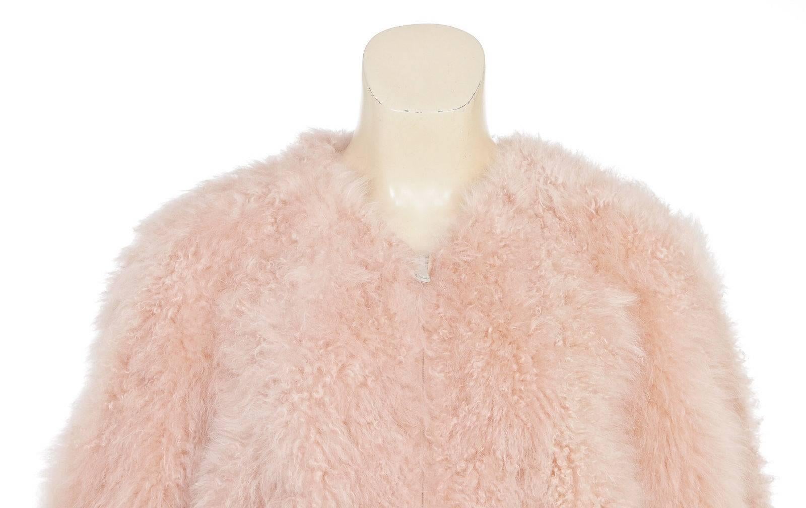 Brunello Cucinelli Rose Three Quarter Sleeve Sheepskin Blouson Jacket (Size 44) For Sale 2