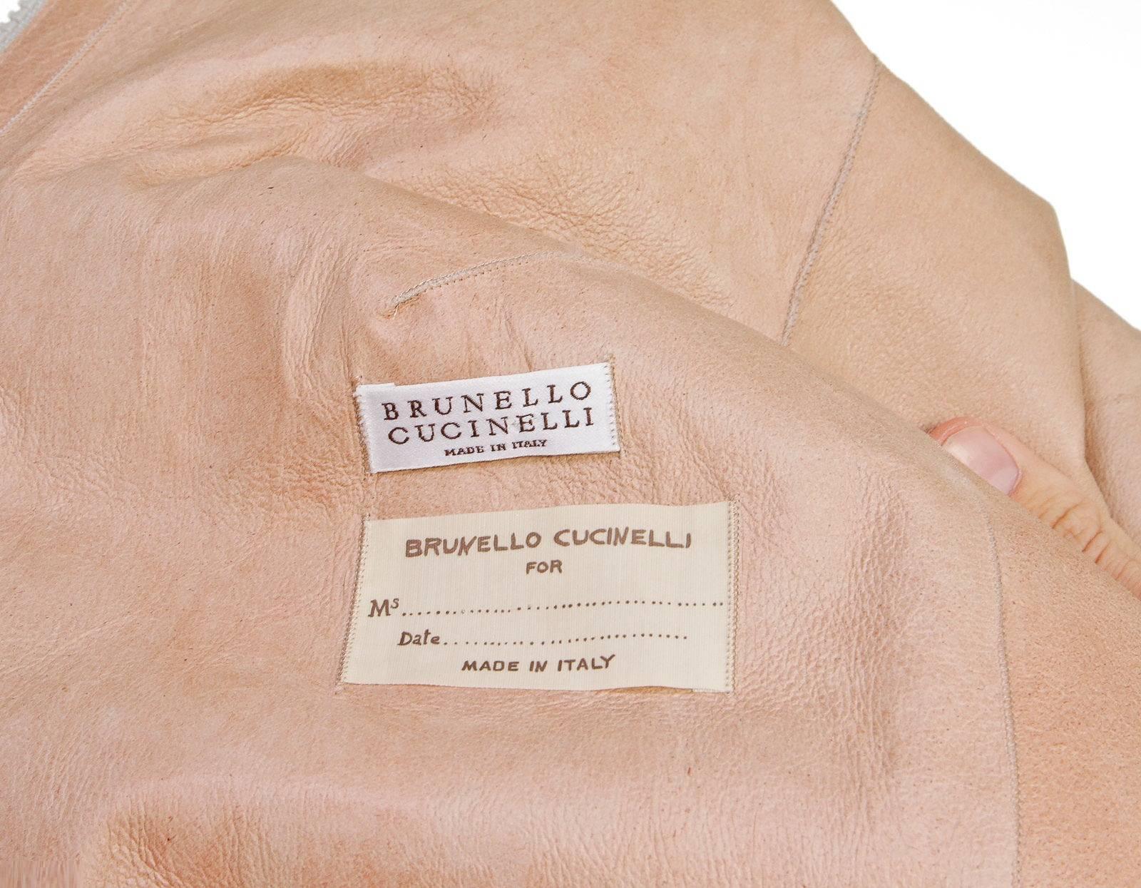Brunello Cucinelli Rose Three Quarter Sleeve Sheepskin Blouson Jacket (Size 44) For Sale 3