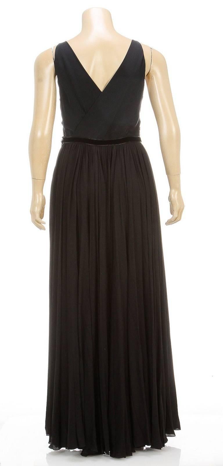 Women's Gucci Black Sleeveless Butterfly Embellished Empire Waist Gown (Size 40) For Sale