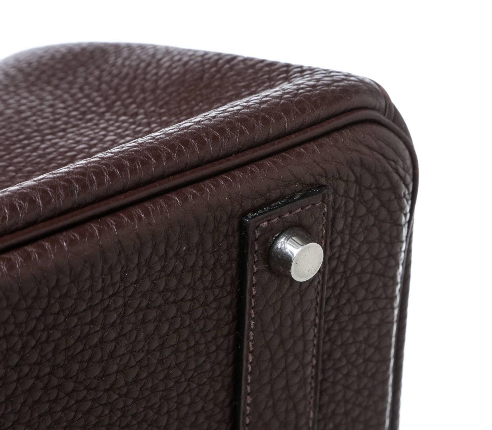 Hermes Chocolate Brown Clemence Leather 40cm Birkin Satchel Handbag SHW For Sale 1