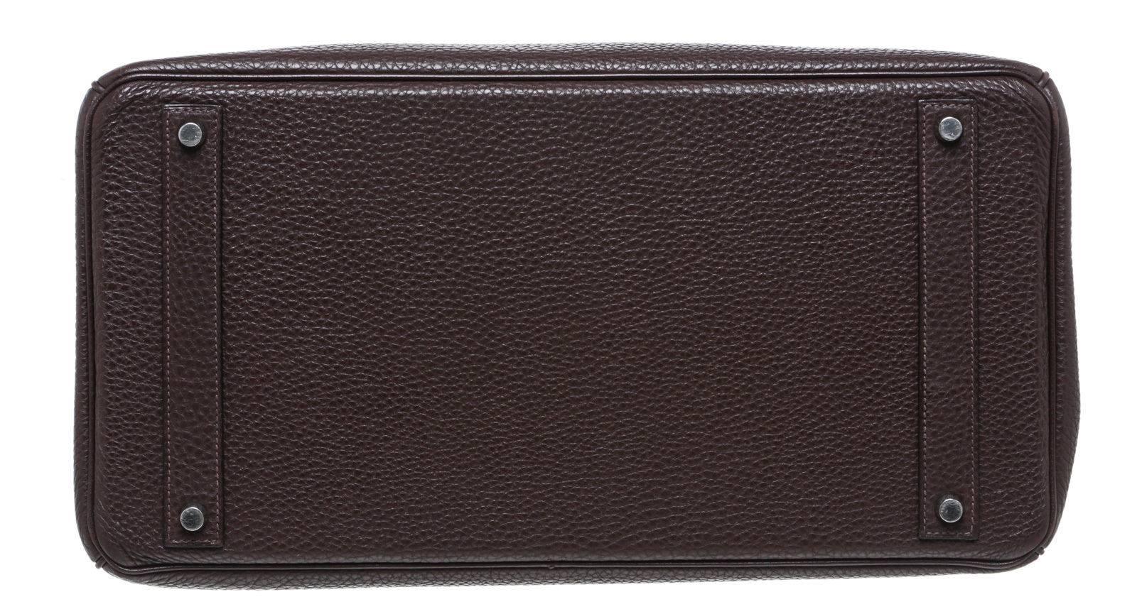 Hermes Chocolate Brown Clemence Leather 40cm Birkin Satchel Handbag SHW In Good Condition For Sale In Corona Del Mar, CA