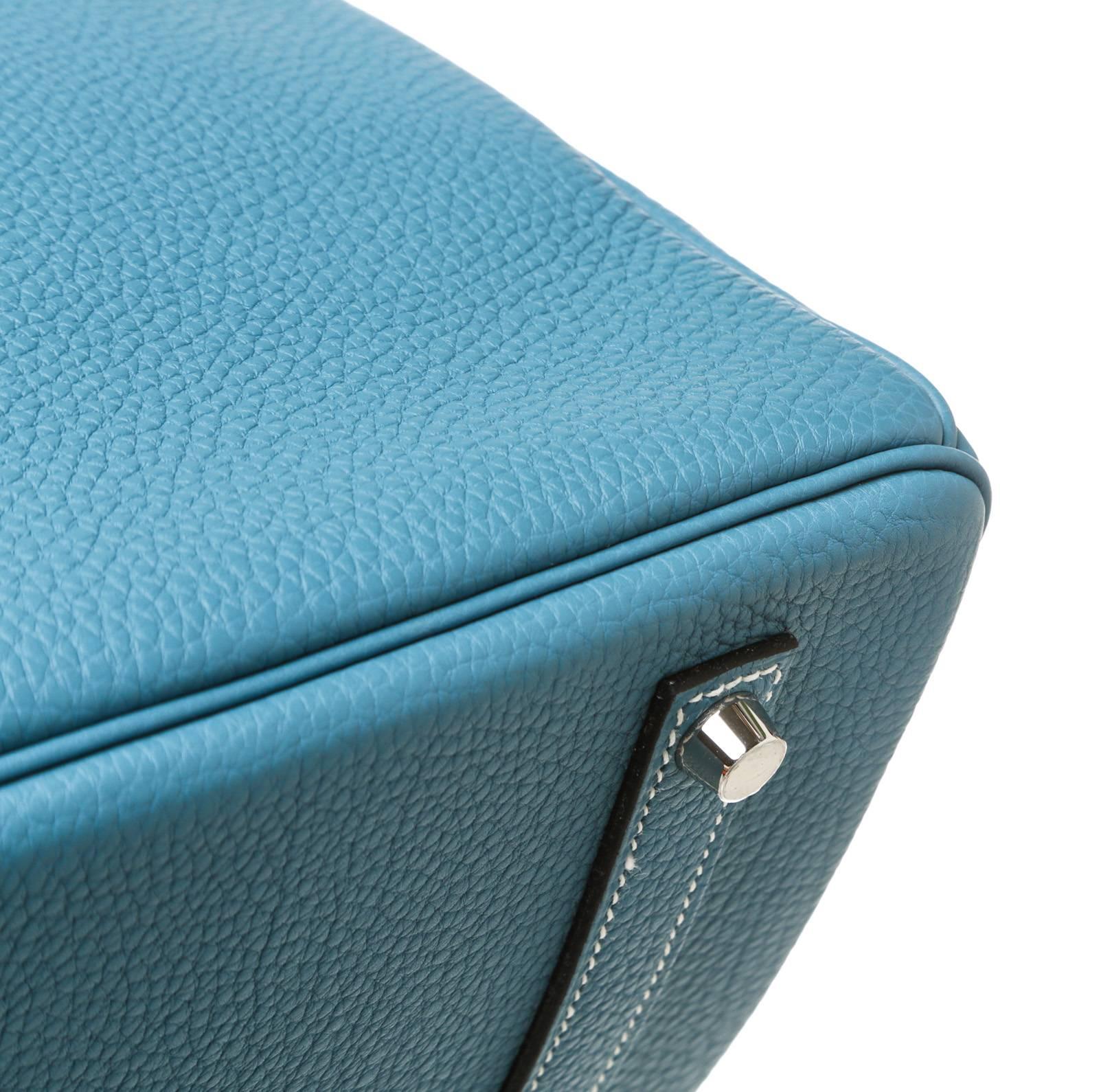 Hermes Bleu Jean Togo Leather Birkin 35cm Handbag SHW For Sale 3
