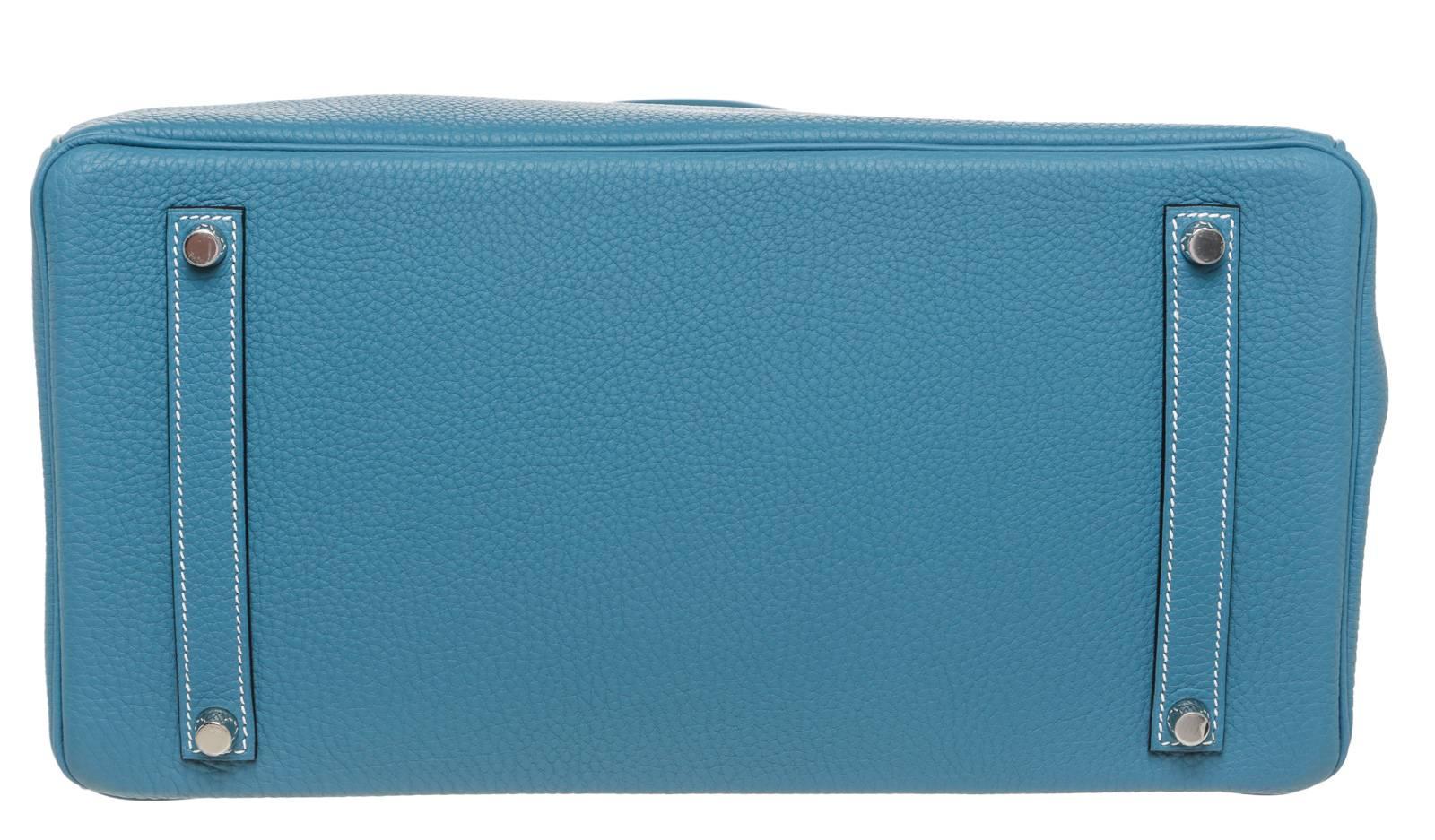 Hermes Bleu Jean Togo Leather Birkin 35cm Handbag SHW In Good Condition For Sale In Corona Del Mar, CA