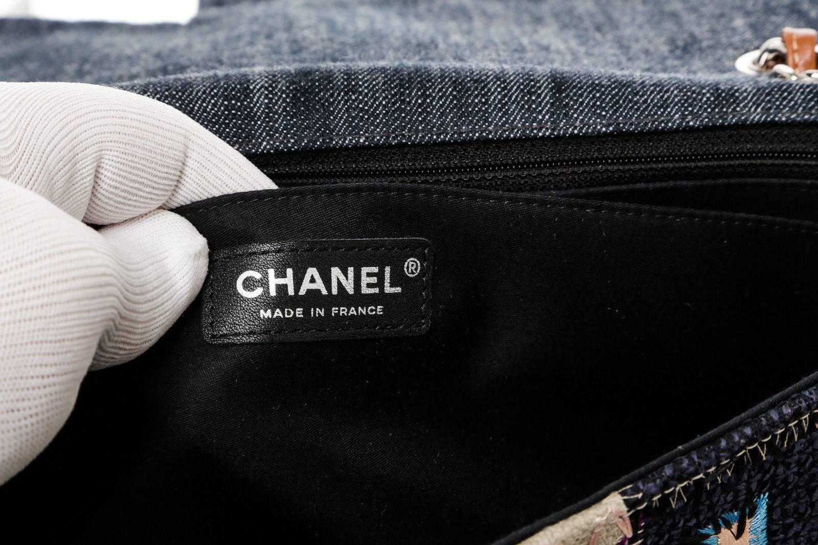 Chanel Blue Multicolor LTD Patchwork Jumbo Flap Shoulder Handbag 3