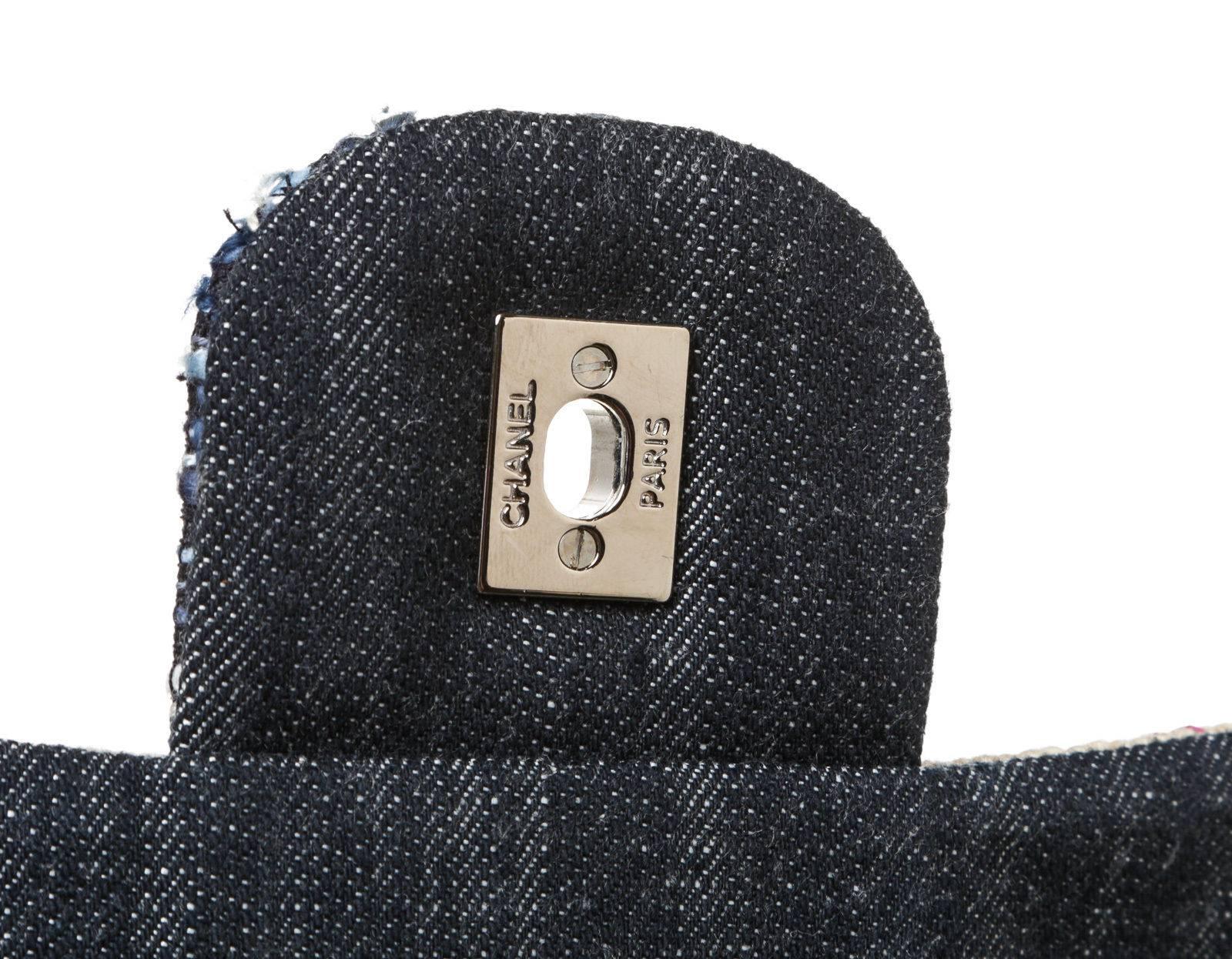 Chanel Blue Multicolor LTD Patchwork Jumbo Flap Shoulder Handbag 4