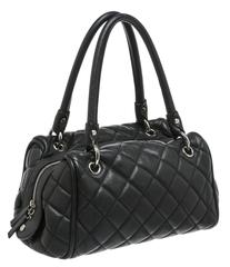 Chanel Navy Quilted Caviar Double Handle Shoulder Bag