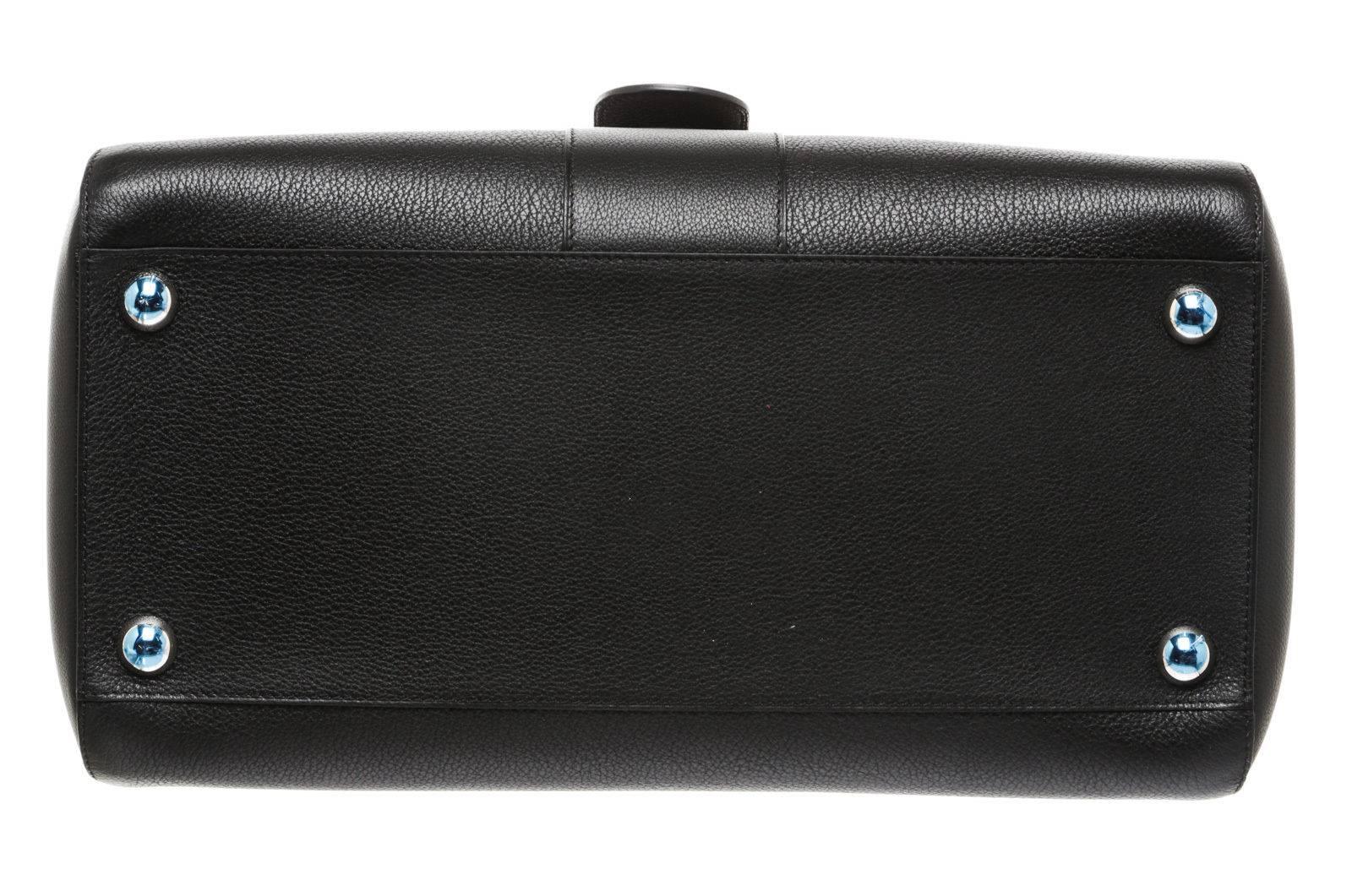 Delvaux Black Leather Brillant GM Satchel Handbag In Good Condition For Sale In Corona Del Mar, CA