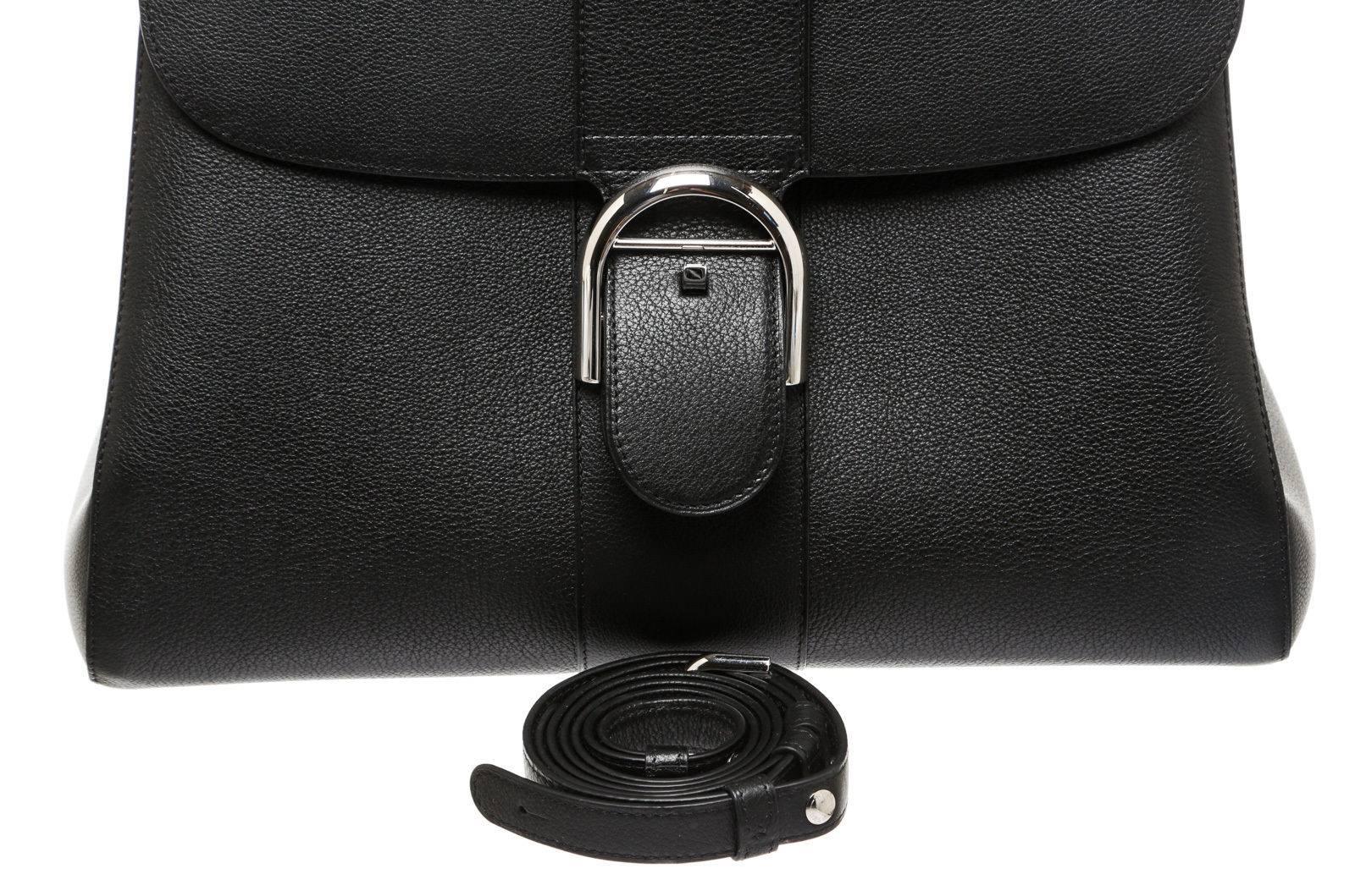 Women's Delvaux Black Leather Brillant GM Satchel Handbag For Sale