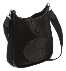 Hermes Black Canvas and Black Leather Evelyne II Messenger Handbag