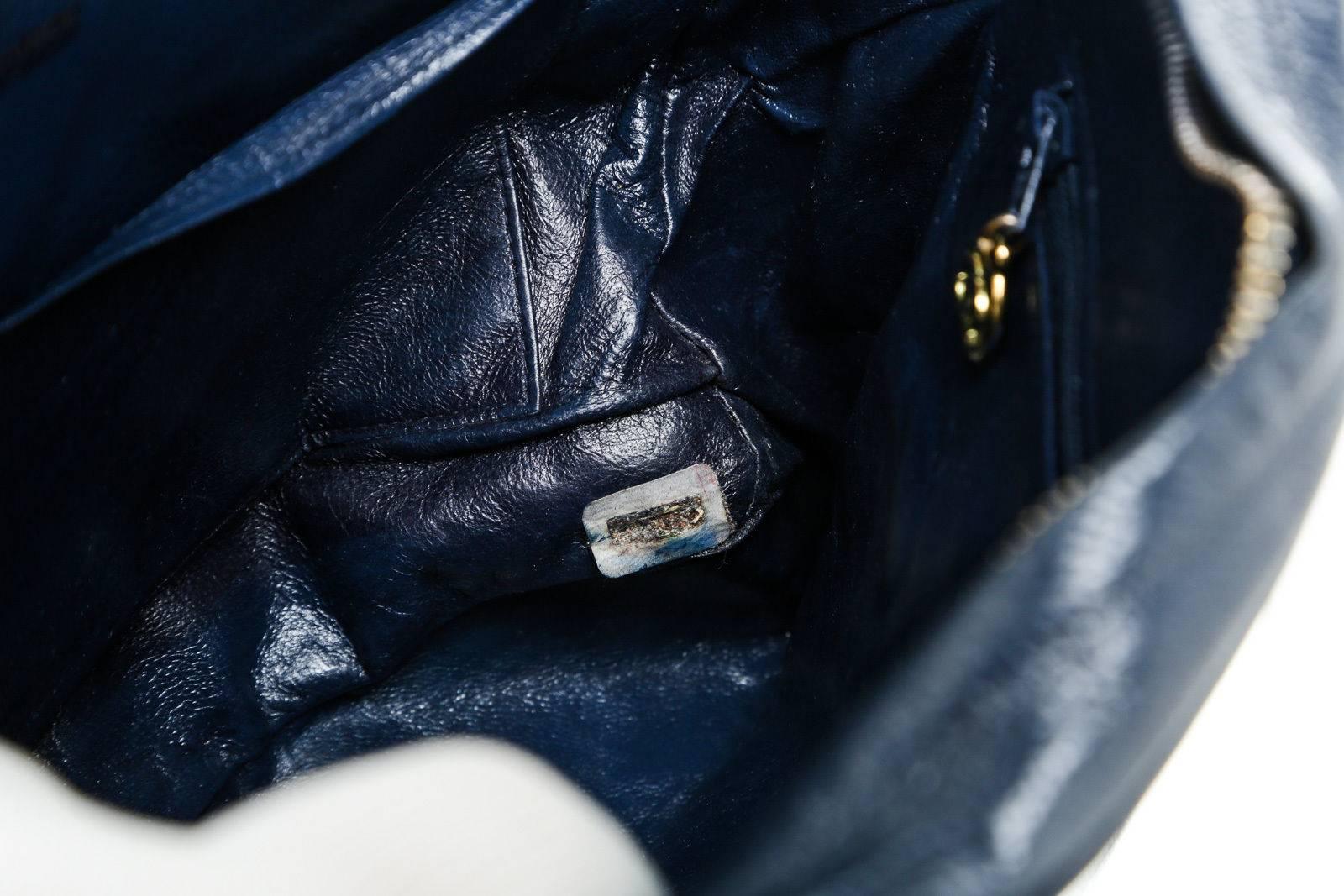 Chanel Navy Quilted Caviar Vintage Sac Camera Case Crossbody Handbag 1