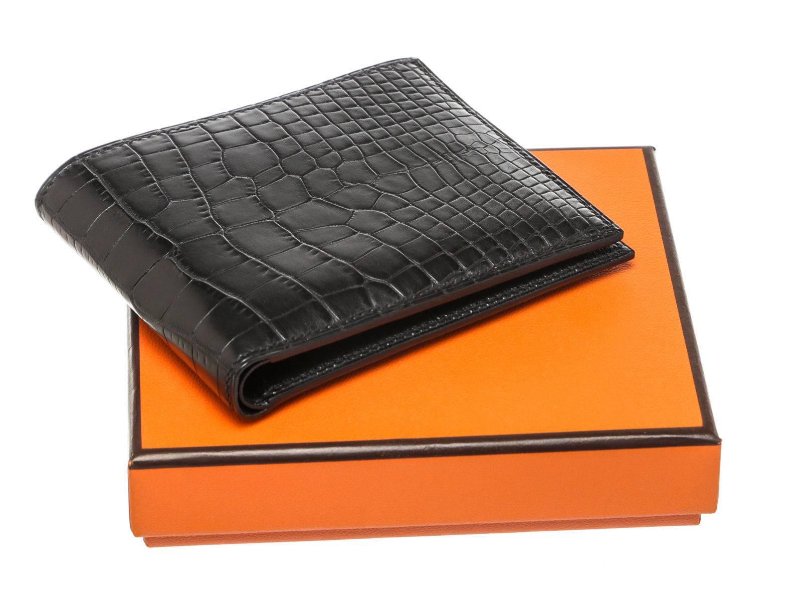 Hermes Black Alligator Men's Wallet For Sale 1