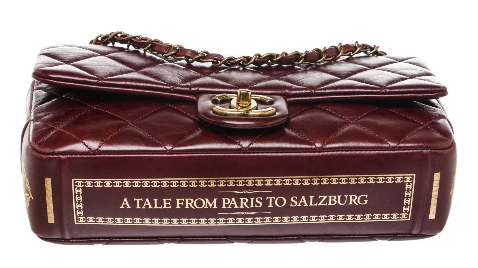 Chanel Burgundy Leather Paris-Salzburg Collection Classic Flap Handbag In Good Condition For Sale In Corona Del Mar, CA