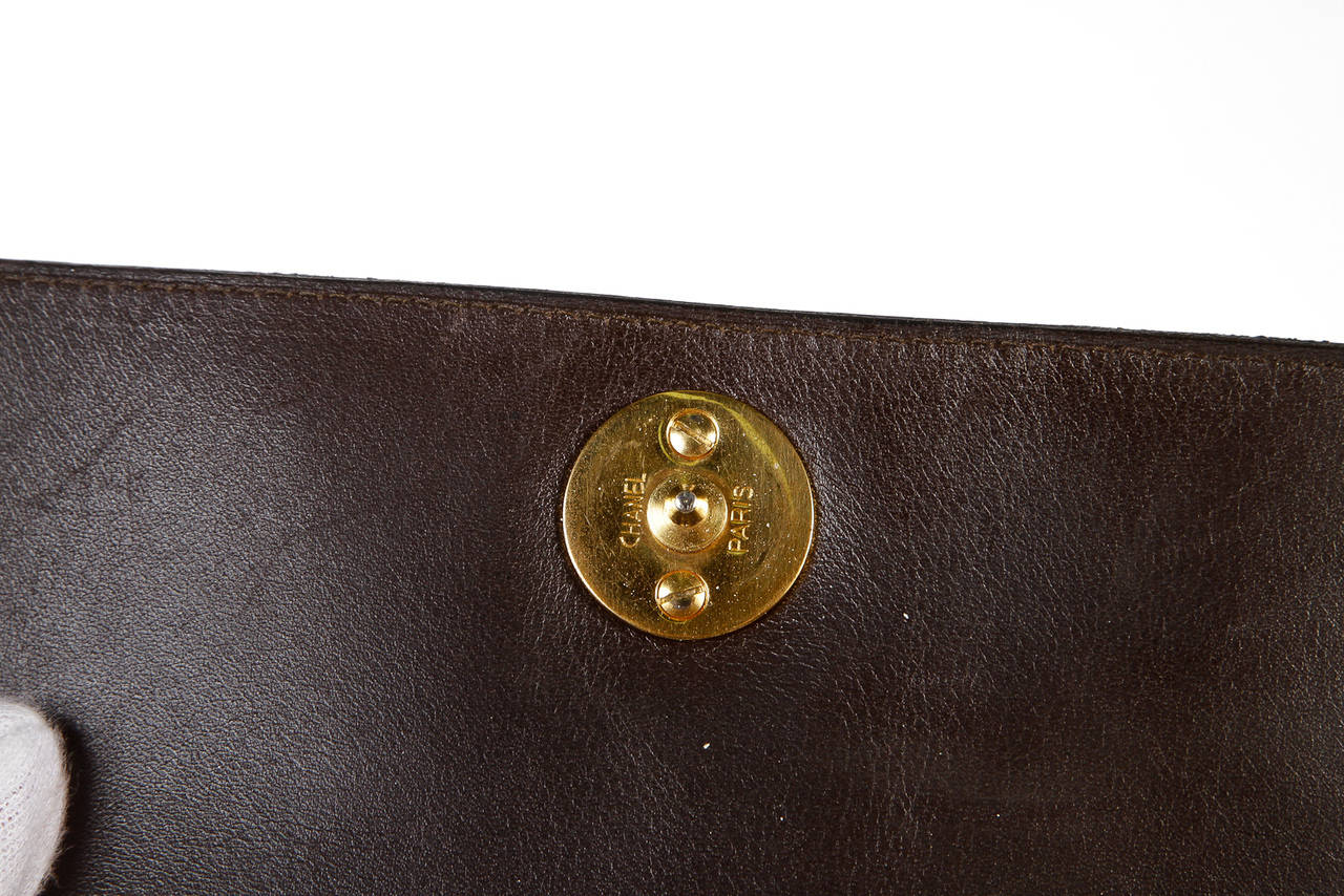Women's Chanel Brown Crocodile Vintage Flap Shoulder Handbag For Sale