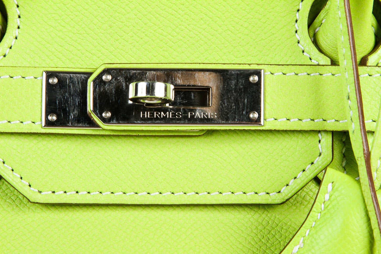 Hermes Kiwi and Lichen Epsom Leather Candy Collection 35cm Birkin Handbag For Sale 2