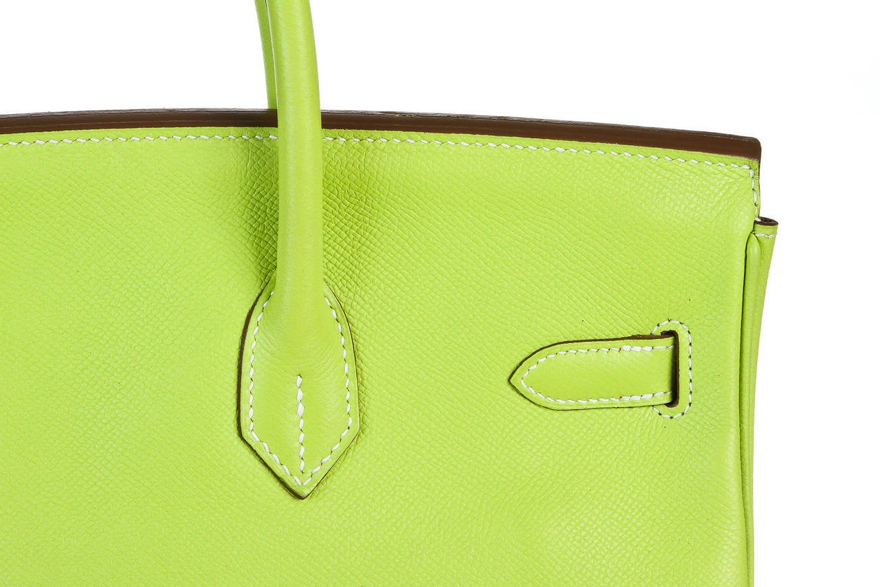 Hermes Kiwi and Lichen Epsom Leather Candy Collection 35cm Birkin Handbag For Sale 3