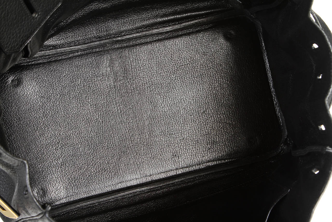 Hermes Noir (Black) Fjord Leather 35cm Birkin Handbag GHW For Sale 1