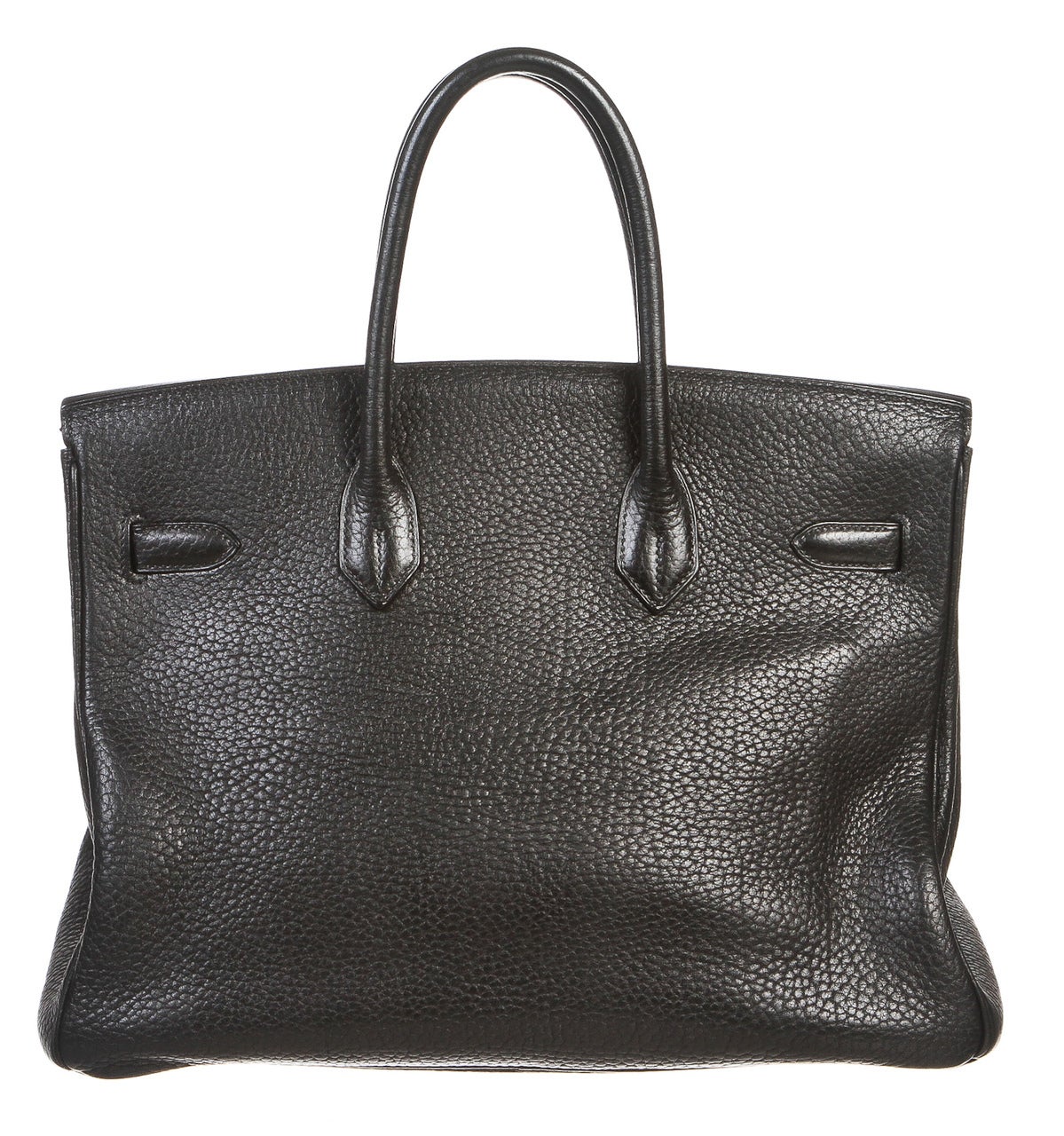 Hermes Noir (Black) Fjord Leather 35cm Birkin Handbag GHW In Good Condition For Sale In Corona Del Mar, CA