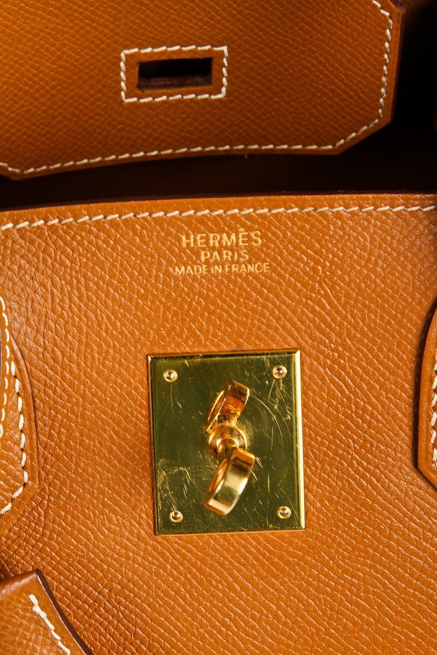 Hermes Gold Epsom Leather 30cm Birkin Handbag GHW For Sale 1