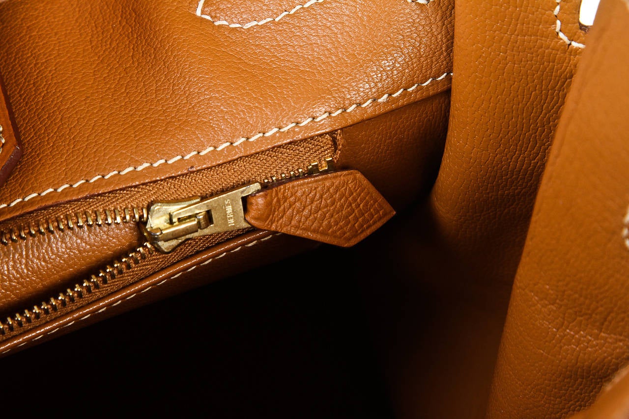 Women's Hermes Gold Epsom Leather 30cm Birkin Handbag GHW For Sale