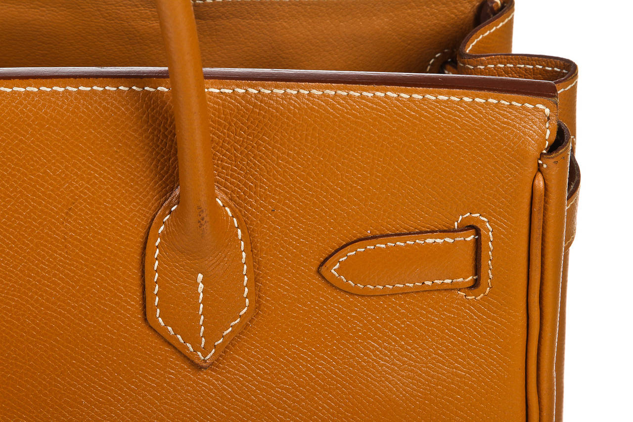 Hermes Gold Epsom Leather 30cm Birkin Handbag GHW For Sale 2