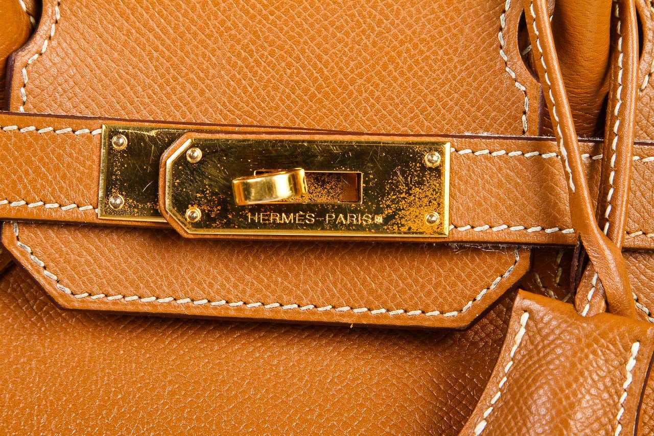 Hermes Gold Epsom Leather 30cm Birkin Handbag GHW For Sale 4