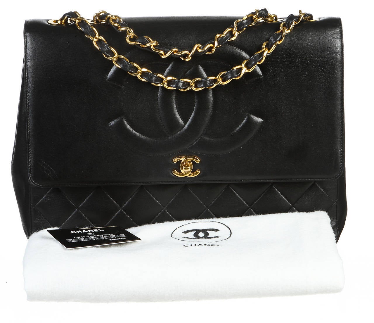 Chanel Black Quilted Lambskin Maxi Vintage Flap Shoulder Handbag 4