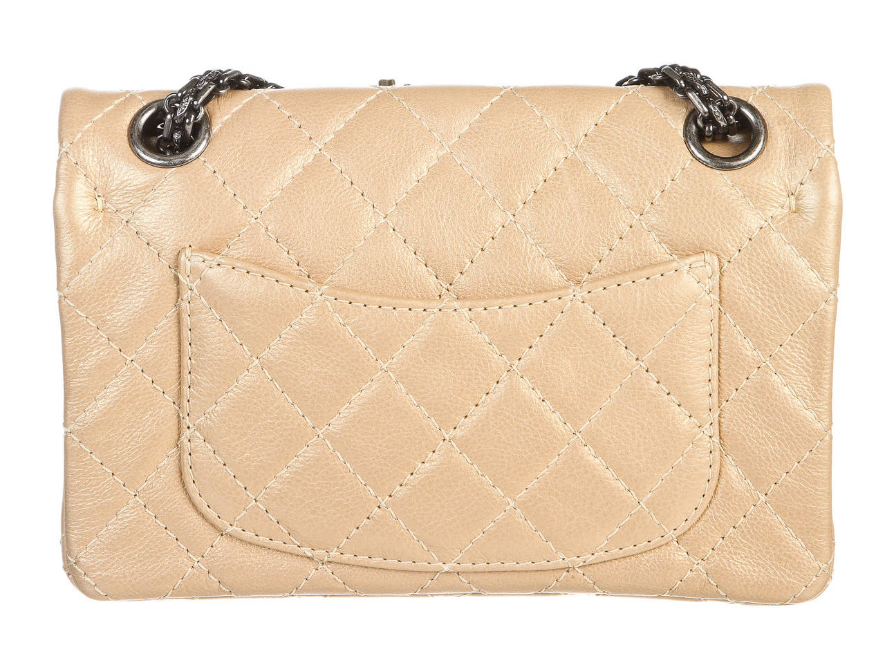 Women's Chanel Gold Metallic Leather Lucky Charms Reissue 224 Handbag 15P
