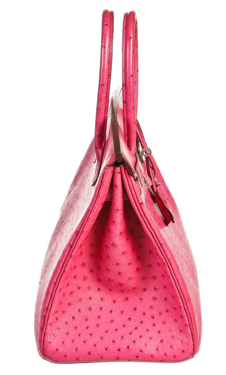Hermes Fuschia (Pink) Ostrich Birkin 35cm Handbag SHW In Excellent Condition In Corona Del Mar, CA