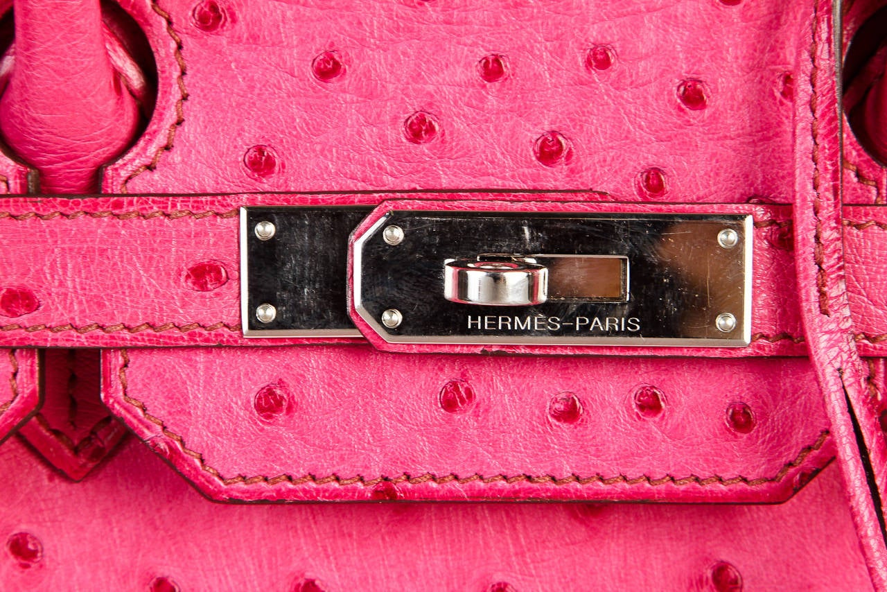 Hermes Fuschia (Pink) Ostrich Birkin 35cm Handbag SHW 2