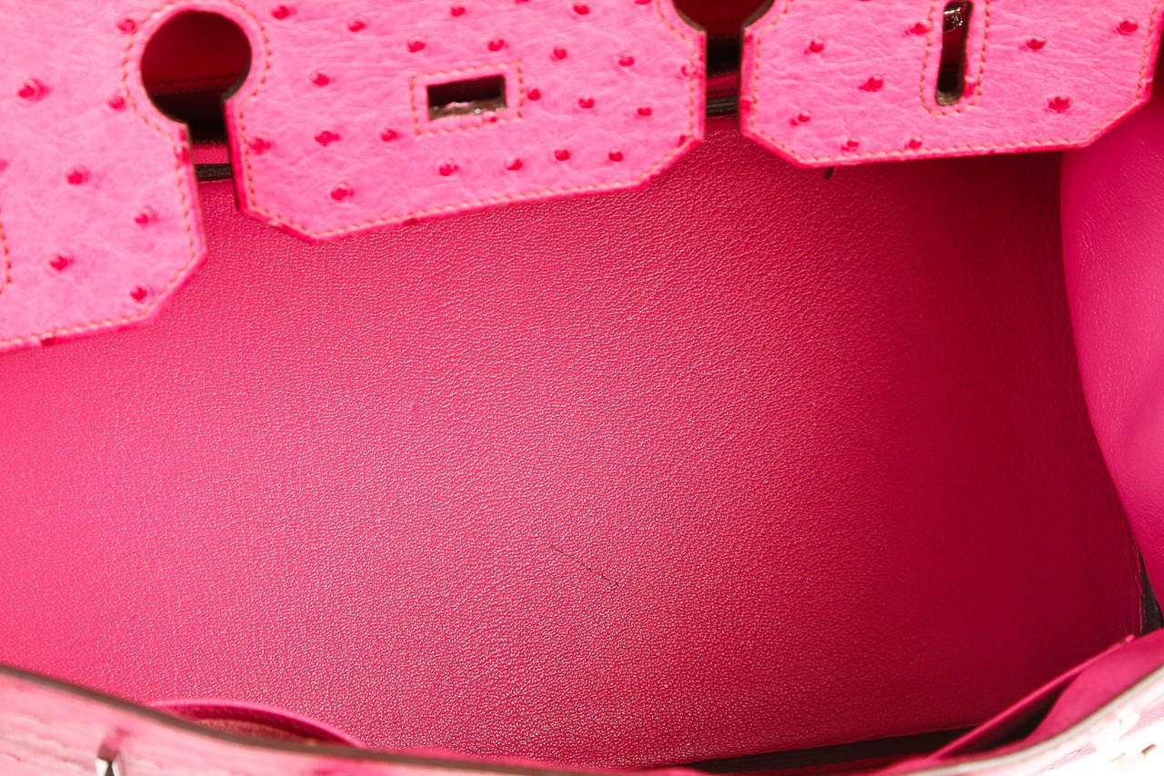 Hermes Fuschia (Pink) Ostrich Birkin 35cm Handbag SHW 3