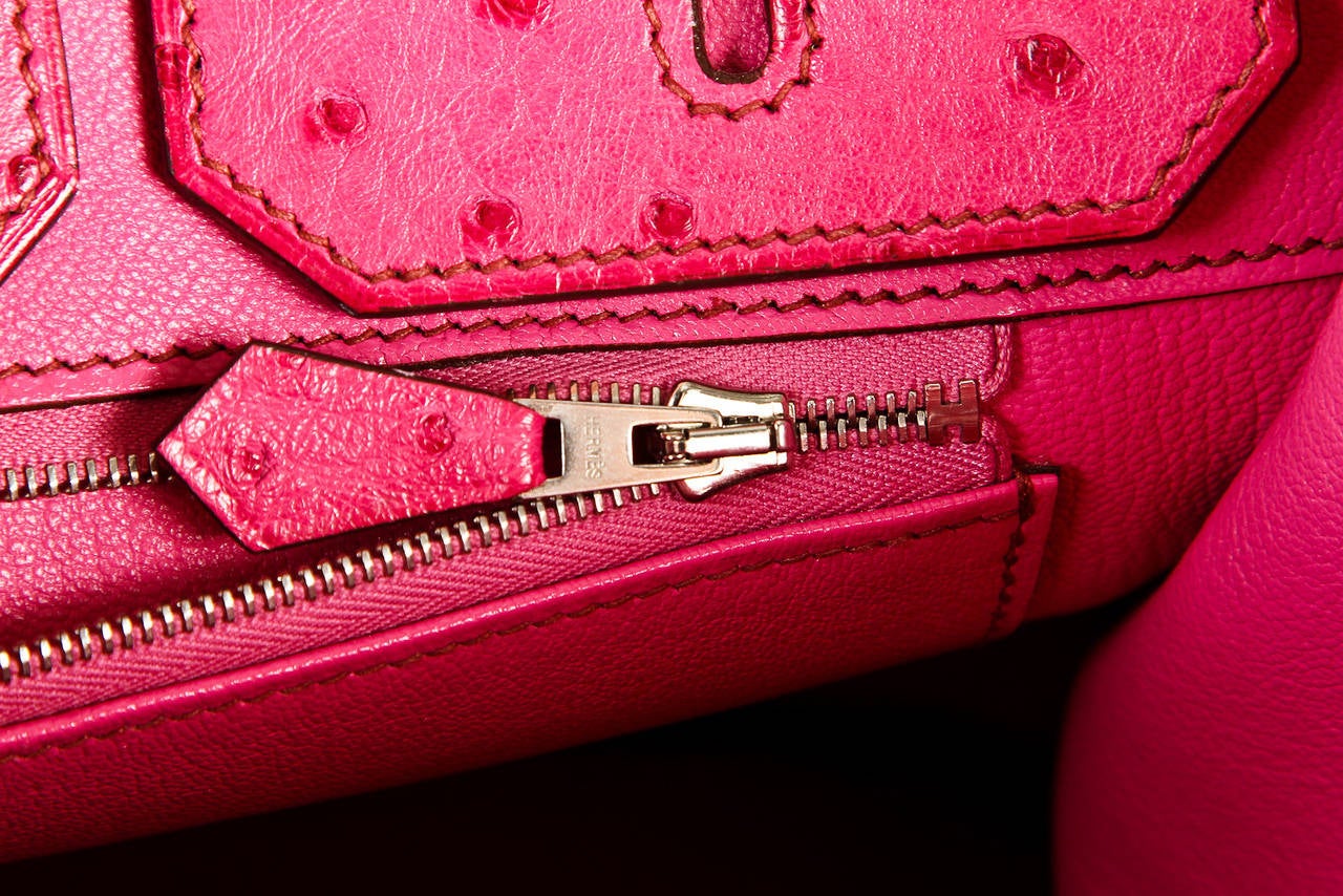 Hermes Fuschia (Pink) Ostrich Birkin 35cm Handbag SHW 4