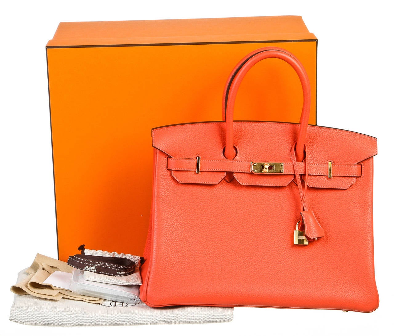 Hermes Rouge Pivoine Togo Leather 35cm Birkin Handbag GHW 3