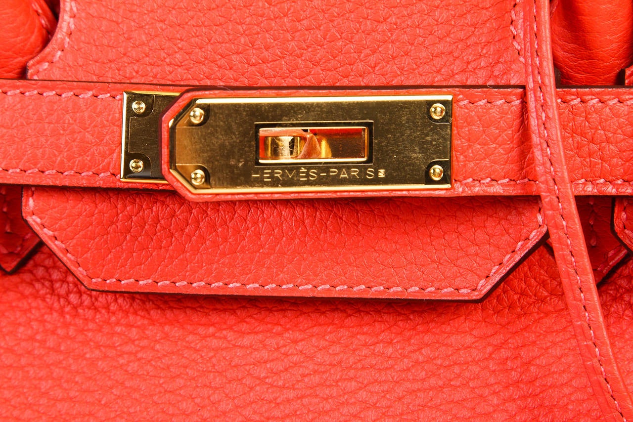 Hermes Rouge Pivoine Togo Leather 35cm Birkin Handbag GHW 2