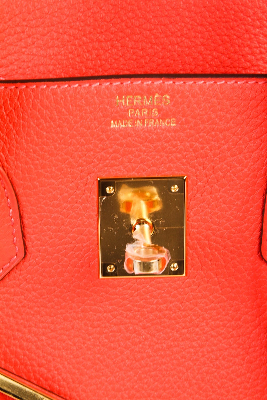 Hermes Rouge Pivoine Togo Leather 35cm Birkin Handbag GHW 1
