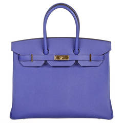 Hermes Birkin Bleu Electrique Blue Electric 35cm Epsom Leather Handbag GHW NEW