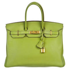 Hermes Vert Anis (Green) Togo Leather Birkin 35cm Handbag GHW