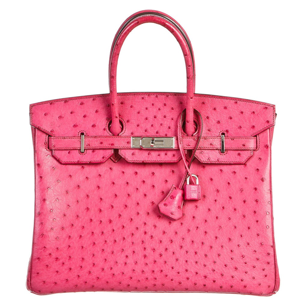 Hermes Fuschia (Pink) Ostrich Birkin 35cm Handbag SHW at 1stDibs