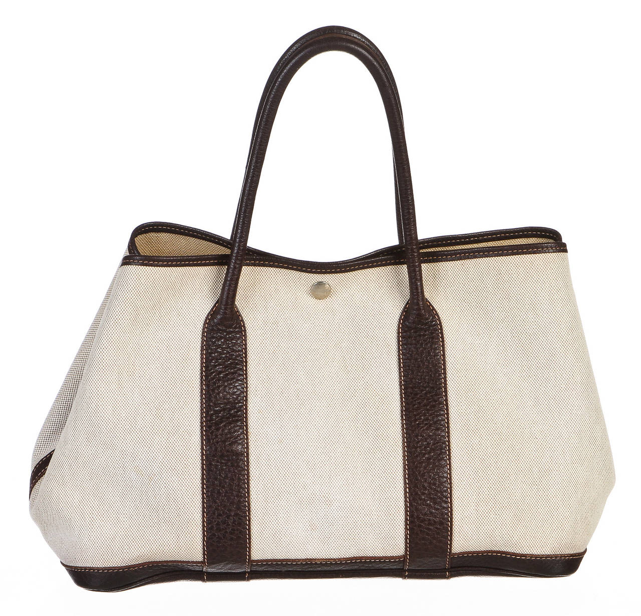 Hermes Toile and Ebene (Brown) Buffalo Leather Garden Party ...  