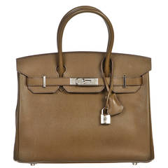 Hermes Vert Olive Epsom Leather Birkin 30 Handbag SHW