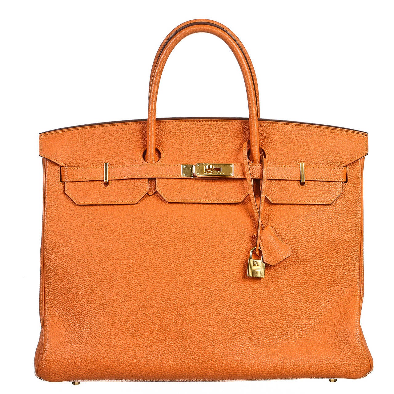 Hermes Orange Togo Leather 40cm Birkin Handbag GHW For Sale at 1stDibs