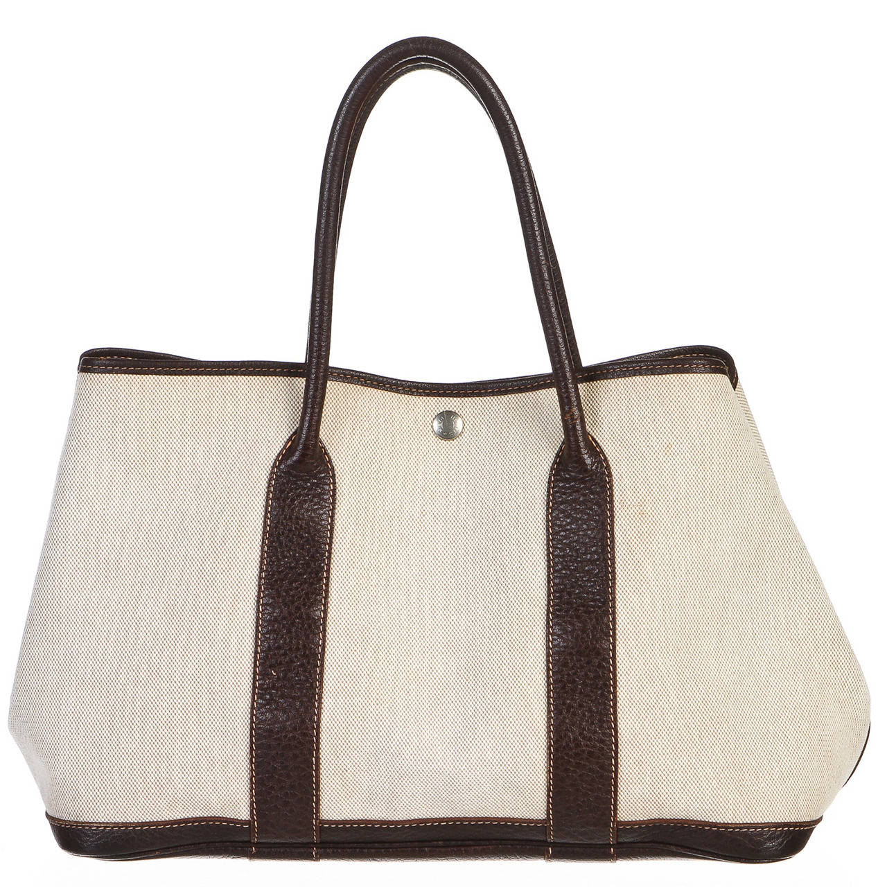 Hermes Toile and Ebene (Brown) Buffalo Leather Garden Party ...  