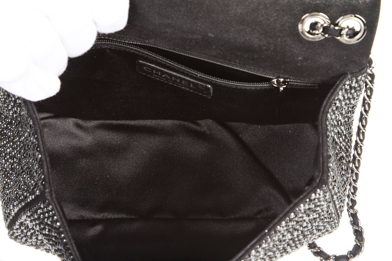 Chanel Black Pearl Beaded Flap Handbag 12A For Sale 2