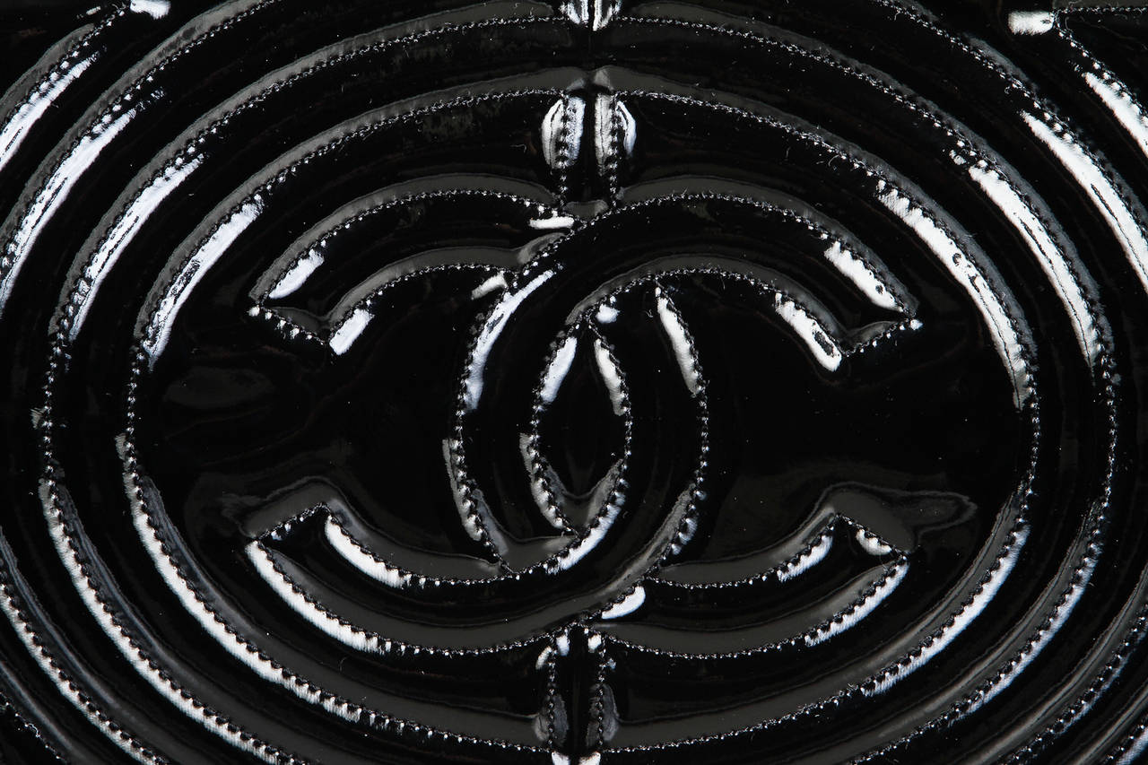 Women's Chanel Black Vinyl Coco Ming Grand Shopping Tote Handbag