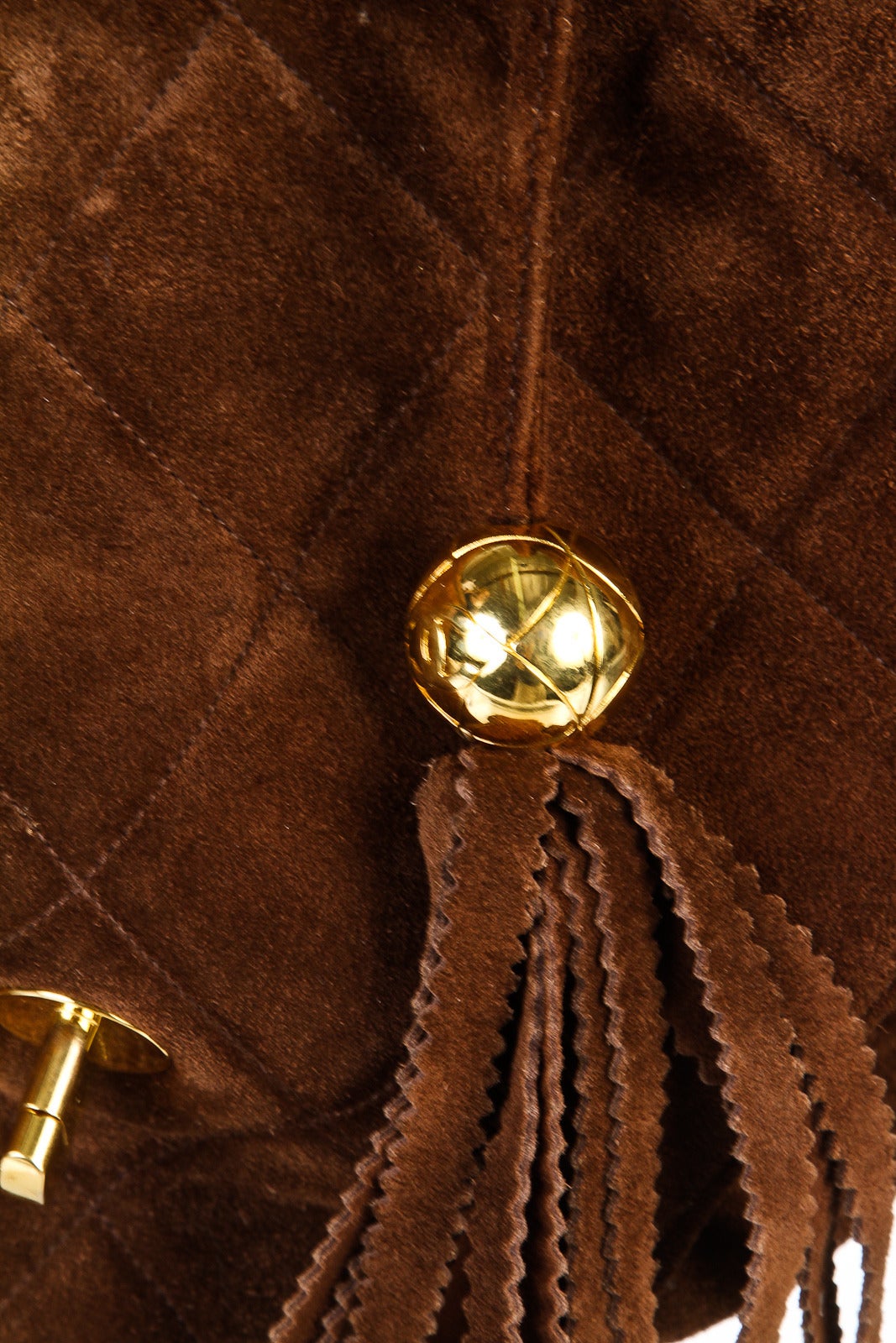 Chanel Brown Quilted Suede Vintage Messenger Handbag 2